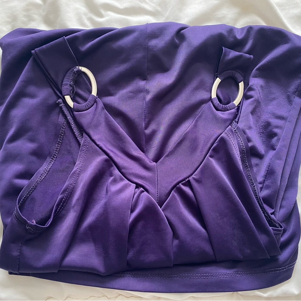 Seductions Y2K Purple Bodycon Dress with Silver Ring Accents - Picture 3 of 6